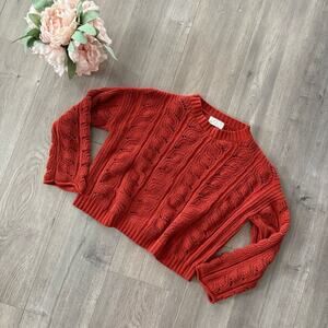 Poof Burnt Autumn Orange Oversized Knit Sweater